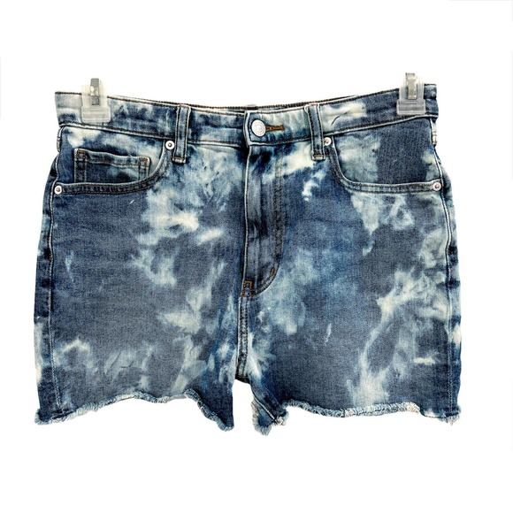 Uniqlo Custom Bleach Tie Dye Denim High Rise Jean Shorts - Picture 1 of 5